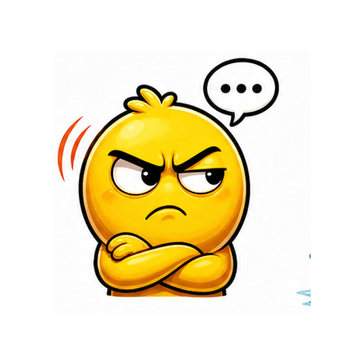 Side Glare Angry Reaction emoji sticker on white background PNG for chat reactions