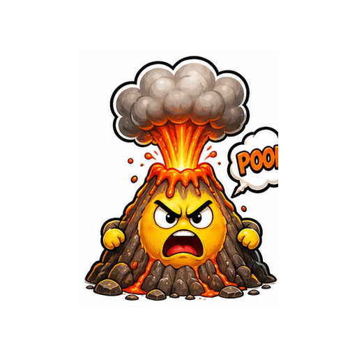 Tiny Volcano Angry Reaction emoji sticker on white background PNG for chat reactions