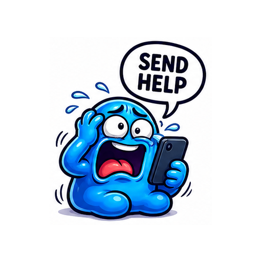 Send Help Crying Laughing emoji sticker on white background PNG for chat reactions