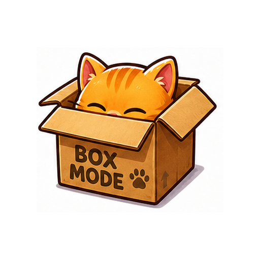Box Mode Cute Cat emoji sticker on white background PNG for chat reactions