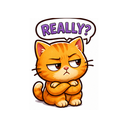 Side Eye Cute Cat emoji sticker on white background PNG for chat reactions