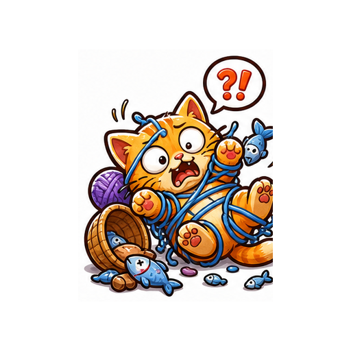 Tiny Chaos Cute Cat emoji sticker on white background PNG for chat reactions