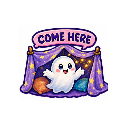 COME HERE Cute Ghost Love emoji sticker on white background PNG for chat reactions