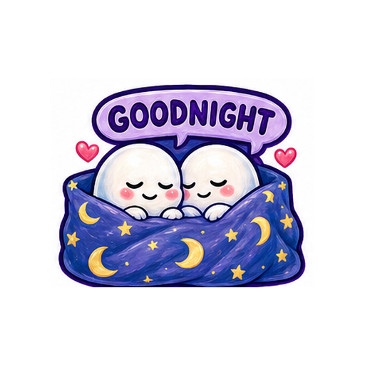 GOODNIGHT Cute Ghost Love emoji sticker on white background PNG for chat reactions