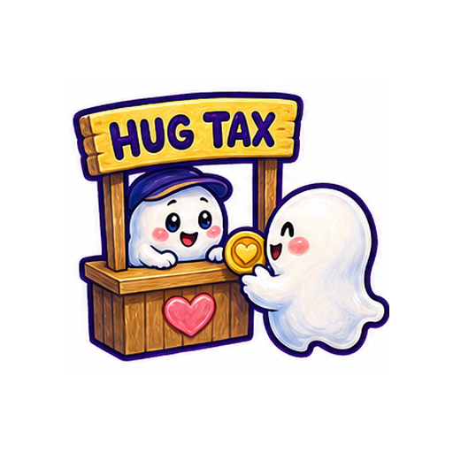 HUG TAX Cute Ghost Love emoji sticker on white background PNG for chat reactions