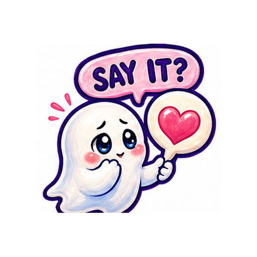 SAY IT? Cute Ghost Love emoji sticker on white background PNG for chat reactions