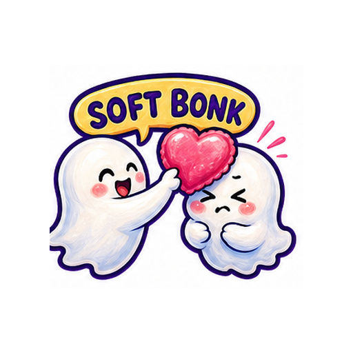 SOFT BONK Cute Ghost Love emoji sticker on white background PNG for chat reactions