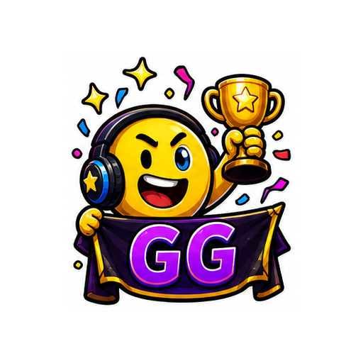 GG Gaming emoji sticker on white background PNG for chat reactions