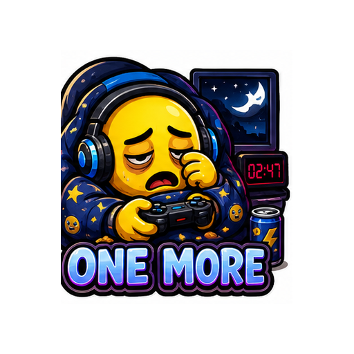 One More Gaming emoji sticker on white background PNG for chat reactions