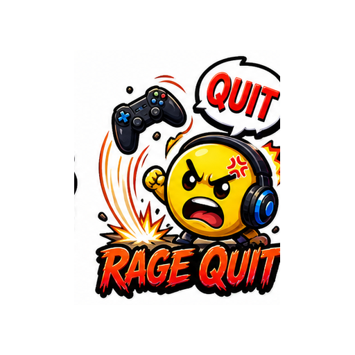 Rage Quit Gaming emoji sticker on white background PNG for chat reactions
