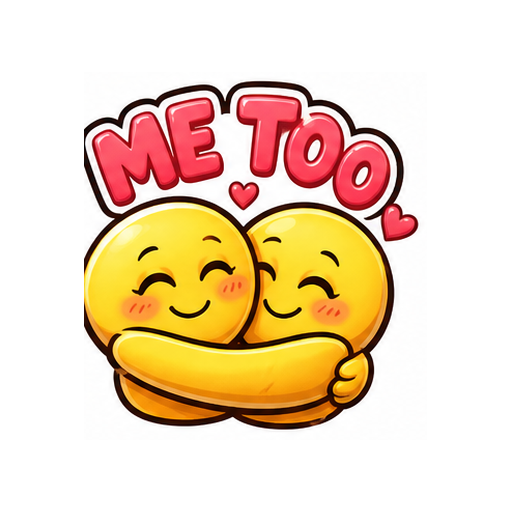 Me Too Hug Love emoji sticker on white background PNG for chat reactions