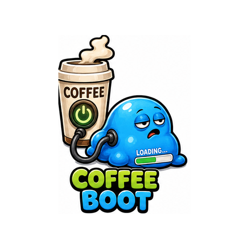 Coffee Boot Monday Mood emoji sticker on white background PNG for chat reactions