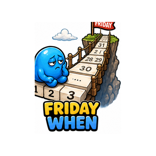 Friday When Monday Mood emoji sticker on white background PNG for chat reactions