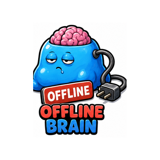 Offline Brain Monday Mood emoji sticker on white background PNG for chat reactions