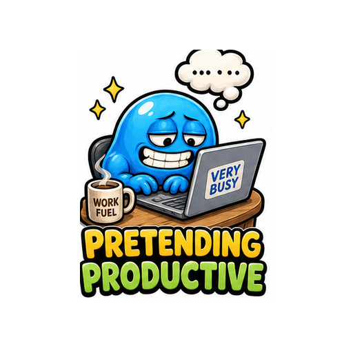 Pretending Productive Monday Mood emoji sticker on white background PNG for chat reactions