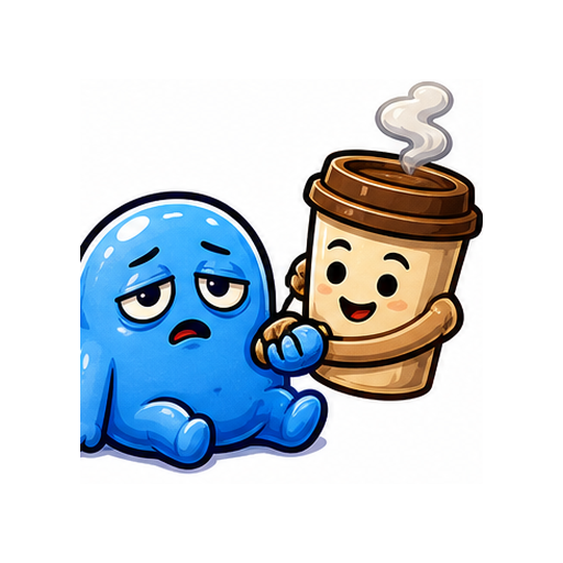 Coffee Needed Sleepy emoji sticker on white background PNG for chat reactions