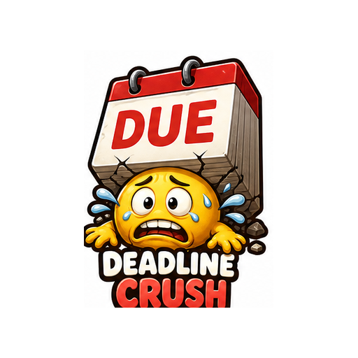Deadline Crush Work Stress emoji sticker on white background PNG for chat reactions