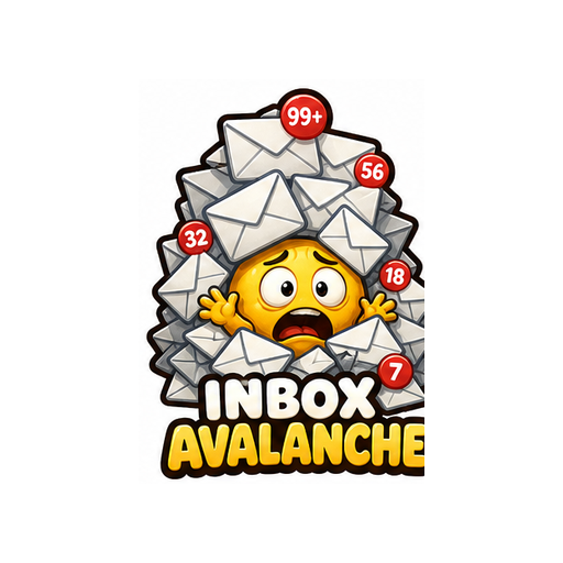 Inbox Avalanche Work Stress emoji sticker on white background PNG for chat reactions