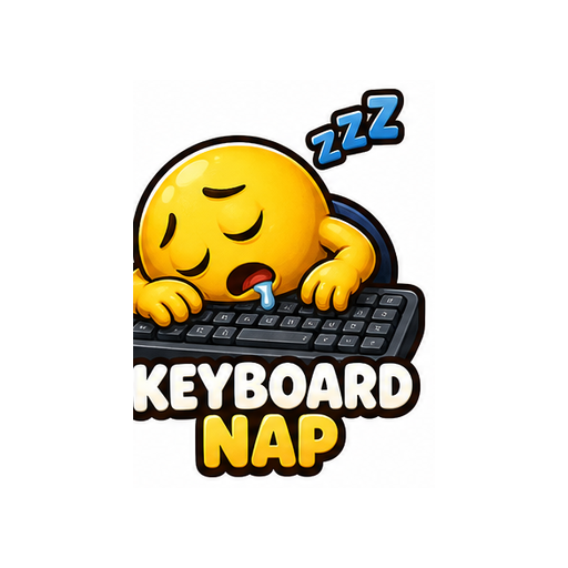 Keyboard Nap Work Stress emoji sticker on white background PNG for chat reactions