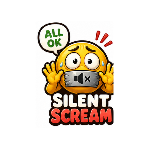 Silent Scream Work Stress emoji sticker on white background PNG for chat reactions